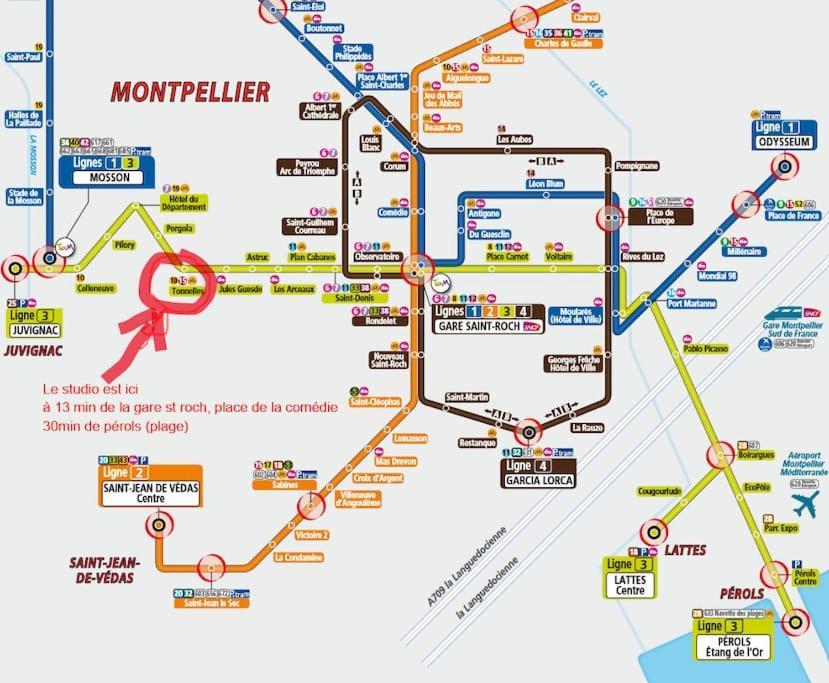 Studio 50M Tram Parking Gratuit 13Min Gare Montpellier Buitenkant foto